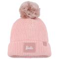 Women's Love Your Melon Pink Barbie Satin Lined Cuffed Knit Hat with Pom