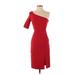 Jill Jill Stuart Casual Dress - Party One Shoulder Short sleeves: Red Solid Dresses - Women's Size 0