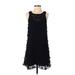 BCBGeneration Casual Dress - A-Line Crew Neck Sleeveless: Black Print Dresses - Women's Size Small