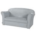 Roba Baumann Children's Sofa 'Lil Sofa' Covered with armrests, Comfortable Children's Couch with Silver-Gray Velvet Fabric