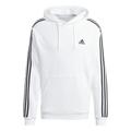 adidas Men Essentials Fleece 3-Stripes Hooded Sweat, S White