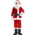 FairyHover Santa Claus Costume Deluxe Costume Santa Claus Men 8 Pieces Santa Claus Costume for Men Santa Claus Complete Dress Up Outfit for Adults A,M