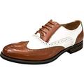 wealsex Mens Two Tone Brogues Lace Up Business Office Casual Formal Dress Wedding Party Shoes Oxfords (Brown,7.5 UK=EU 42)
