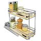 Lynk Professional® Élite™ Pull Out Spice Rack Organizer for Cabinet - 4-1/4 inch Wide - Slide Out Rack - Wood and Chrome Sliding Spice Organizer Shelf - 2 Tier