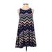 Planet Gold Casual Dress - A-Line Crew Neck Sleeveless: Blue Chevron/Herringbone Dresses - Women's Size Small