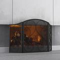 Fire Beauty Fireplace Screen 3 Panel Wrought Iron Black Metal 48"(L) x30(H) Spark Guard Cover(Black)