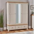 The Furniture Market Cotswold Grey Painted Triple 3 Door Wardrobe With Mirror