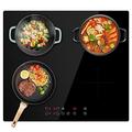 Induction Hobs, PALDIN Black Glass Built-in 4 Zone 7600W 60 centimetre Electric Induction Cooker with Sensor Touch Control