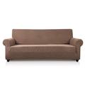 VanderHOME Stretch Sofa Slipcover Easy Fit Elastic Jacquard Fabric Couch Settee Slipcover Stretch Sofa Covers Couch Covers Soft Non Slip Sofa Slipcovers Furniture Protector 2 Seater, Light Brown