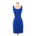 Gianni Bini Cocktail Dress - Sheath Scoop Neck Sleeveless: Blue Print Dresses - Women's Size 0