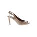 Ann Taylor Heels: Pumps Stilleto Cocktail Party Ivory Print Shoes - Women's Size 7 1/2 - Peep Toe