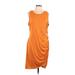 Nine West Casual Dress - Mini Scoop Neck Sleeveless: Orange Print Dresses - Women's Size X-Large