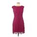 Lauren by Ralph Lauren Casual Dress - Sheath: Burgundy Jacquard Dresses - Women's Size 6