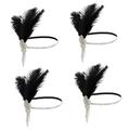 POPETPOP 4pcs Fringed Headband Flapper Women 20s Headbands Fascinator Hair Band Fascinator Headbands 1920s Headwear for Headbands for Women Pet Gatsby Banquet Rhinestones