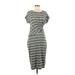 Gap Casual Dress - Midi Scoop Neck Short sleeves: Gray Print Dresses - Women's Size Medium