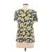 Tommy Hilfiger Short Sleeve Blouse: Yellow Floral Tops - Women's Size Medium