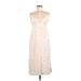 Dress Forum Casual Dress - Midi V Neck Sleeveless: Ivory Polka Dots Dresses - Women's Size Medium