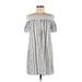 Zara W&B Collection Casual Dress - Shift Open Neckline Short sleeves: White Stripes Dresses - Women's Size Medium