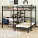 Isabelle & Max™ Alahia Full Over Twin Metal Bunk Bed w/ Built-in Desk Metal in Black | 70 H x 56.37 W x 99.05 D in | Wayfair