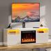 Latitude Run® Heiden Fireplace TV Stand w/ Power Outlets & LED Lights, Adjustable TV Mount for TVs up to 70" in White | Wayfair