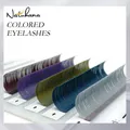 NATUHANA-Extension de Cils Colorés Individuels en Faux Vison Naturel Bleu Lavande Rouge Vert Gris