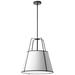Trapezoid 18"W 3 Light Black and White Shade Pendant With White Diffus