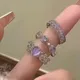 Bagues coeur irrégulières en cristal violet Y2K pour femmes coeur créatif Kpop bague ouverte