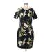 Tommy Hilfiger Casual Dress - Sheath Crew Neck Short sleeves: Black Floral Dresses - Women's Size 10