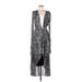 Betsey Johnson Casual Dress - Midi V Neck Long sleeves: Gray Dresses - Women's Size 6