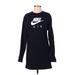 Nike Casual Dress - Shift Crew Neck Long sleeves: Black Graphic Dresses - Women's Size X-Small