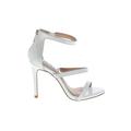 Steve Madden Heels: Slip-on Stilleto Formal Silver Print Shoes - Women's Size 7 - Open Toe