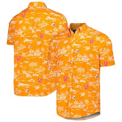 Orangefarbenes Reyn Spooner-Hemd mit Knopfleiste der Tampa Bay Buccaneers im Throwback-Kekai-Print für Herren Image