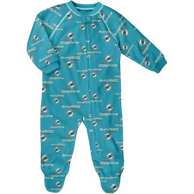 Aquamariner Raglan-Schlafanzug mit durchgehendem Reißverschluss und Miami Dolphins-Allover-Print für Kleinkinder Image