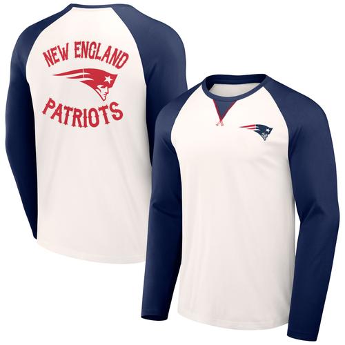 Cremefarbenes/marineblaues Langarm-Raglan-T-Shirt der New England Patriots aus der NFL x Darius Rucker Collection für Herren