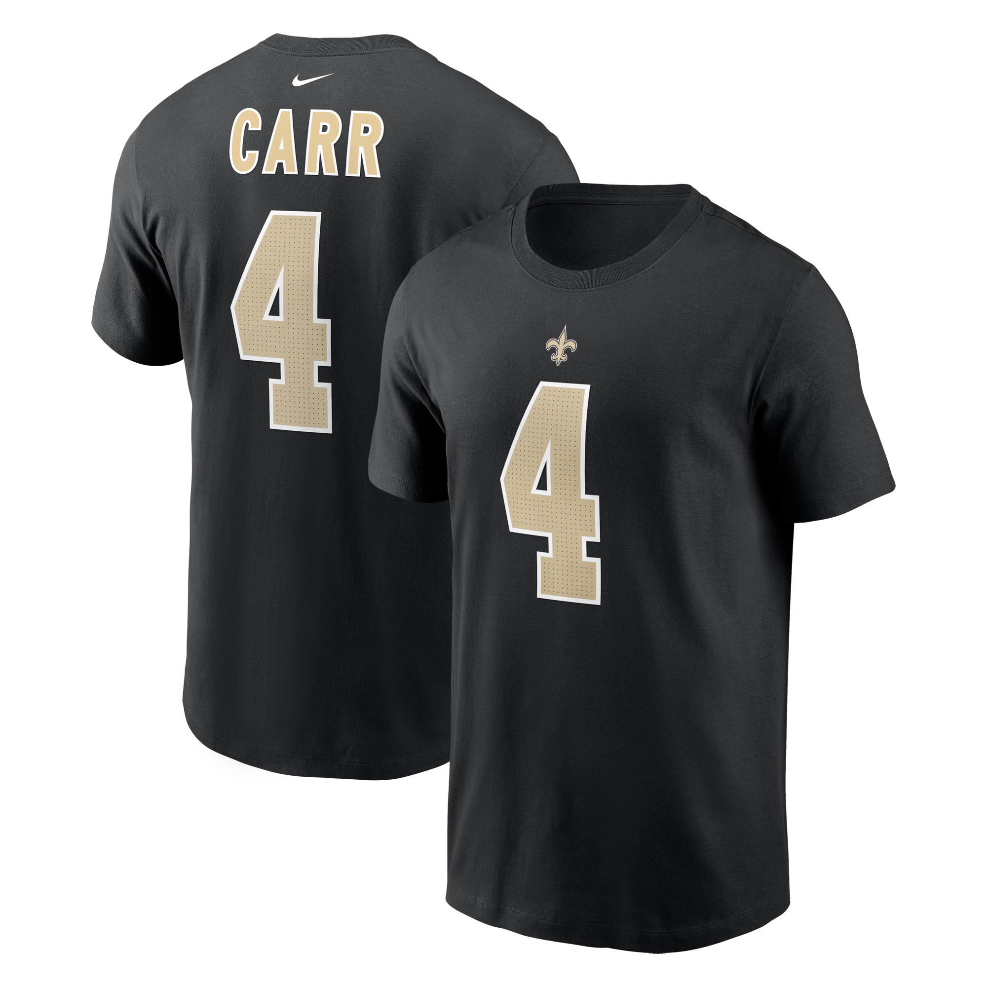 Schwarzes Nike Derek Carr New Orleans Saints-T-Shirt mit Spielername und Nummer für Herren Image