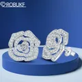 D Color Camellia Moissanite Earring For Women S925 Sterling Silver Brilliant Cut Luxury Full