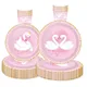 Pink Swan Party Disposable Tableware Gold Crown Swan Napkins Plates Cups Princess Girls Happy Swan