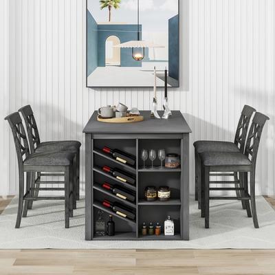 Counter Height 5-Piece Dining Table Set, Bar Table...