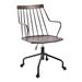 Rustic Spindle-Back Design Office Chair, Adjustable Height with 360-Degree Swivel,Walnut Wood Seat with Metal Backrest & Armrest