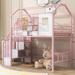 Twin Size Metal Loft Bed with Roof Design and a Storage Box, Twin House Bed Frame, Funny Kids Bed with Storage Staircase