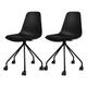 Set of 2 Ergonomic Office Armless Task Chairs with Wheels Plastic Fabric Padded Seat Curved Round Metal Wire Legs for Computer