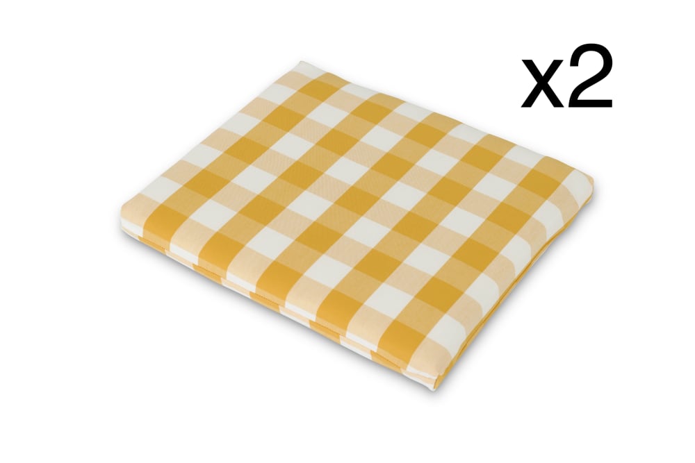 Pack 2 coussins chaise de jardin carrés jaune/blanc