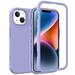 Decase Rugged Case for iPhone 15 2023 Tri-Layer Heavy Duty Cell Phone Protective Cover Shockproof Rugged Military Drop Protection Shell Cover for iPhone 15 Lightpurple