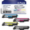 4PK (1BK+1C+1M+1Y) TN223BK TN223C TN223M TN33Y TN223 Toner Cartridge TN-223 Replacement for Brother MFC-L3770CDW L3710CW HL-3210CW 3230CDW DCP-L3510CDW L3550CDW Printers Ink Cartridge. Black