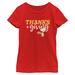 Girl's Youth Mad Engine Snoopy Red Peanuts Thanks Plus Giving Graphic T-Shirt