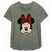Women's Mad Engine Minnie Mouse Green Mickey & Friends Holiday Plaid Plus Size Graphic Scoop Neck T-Shirt