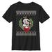 Youth Mad Engine Mickey Mouse Black & Friends Wreath Sweater Graphic T-Shirt