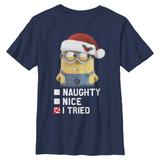 Youth Mad Engine Navy Despicable Me I Tried Holidays Graphic T-Shirt