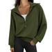 FAIWAD Women s Long Sleeve Lapel Sweatshirts Half Zip Up Solid Color Loose Pullover Sweatshirt