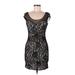 Lovely Day Cocktail Dress - Bodycon Scoop Neck Short sleeves: Black Print Dresses - Women's Size Medium